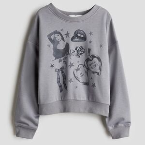 H&M Girl's Olivia Rodrigo Gray Graphic Crew Neck Sweater